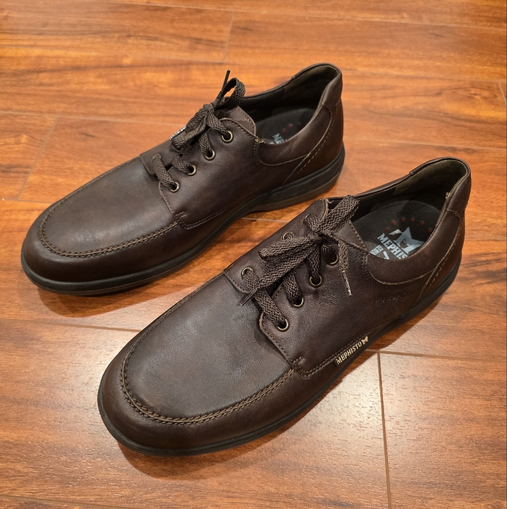 Mephisto 'Douk' Dark Brown Leather Casual Derby Shoes Men's Size 11.5